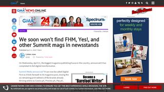 
                            10. We soon won't find FHM, Yes!, and other Summit mags in newsstands ...