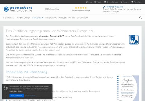 
                            11. WE-Zertifizierungen bei der Webmasters Fernakademie Nürnberg