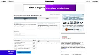 
                            12. Wealth Maker Holdings Ltd: Private Company Information - Bloomberg