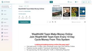 
                            3. Wealth4All Team Make Money Online | Fee | Advertising - ...