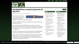 
                            8. Wealth4AllTeam suspend payments till Sep 2013 - ...