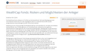 
                            5. WealthCap Fonds: Risiken und Möglichkeiten der Anleger - Anwalt.de