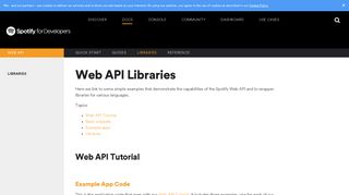 
                            3. Web API Libraries | Spotify for Developers