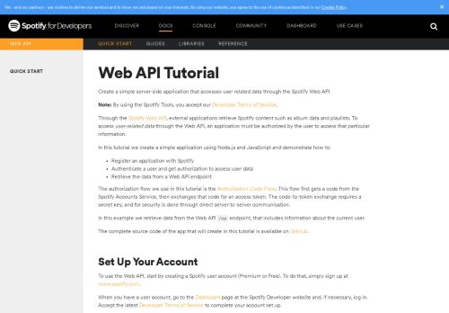 
                            2. Web API Tutorial | Spotify for Developers