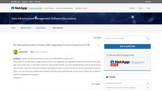 
                            11. Web authentication problem after upgrading to ... - NetApp Community