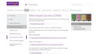 
                            4. Web based access (OWA) (The University of Manchester) - IT Services