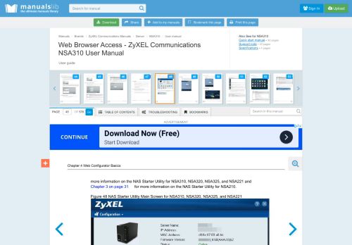 
                            8. Web Browser Access - Zyxel Communications NSA310 User Manual ...