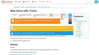 
                            2. Web Client URL Tricks - Zimbra :: Tech Center - Zimbra Wiki