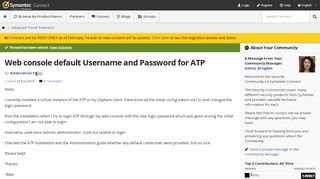 
                            10. Web console default Username and Password for ATP | Symantec ...