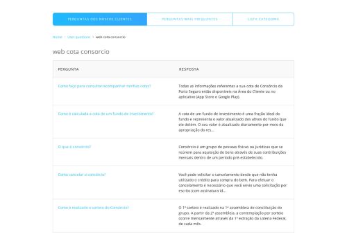 
                            8. web cota consorcio - Perguntas mais frequentes - Porto Seguro
