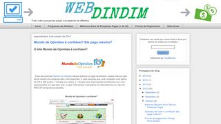 
                            8. Web Dindim: Mundo de Opiniões é confiável? Ele paga mesmo?