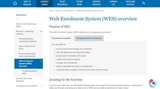 
                            2. Web Enrolment System (WES) guides - Enrolments - Monash University