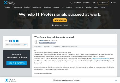 
                            9. Web-forwarding to Intermedia webmail - Experts Exchange