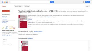 
                            11. Web Information Systems Engineering – WISE 2017: 18th International ...