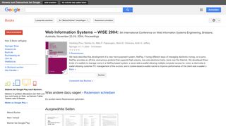 
                            12. Web Information Systems -- WISE 2004: 5th International Conference ... - Google Books-Ergebnisseite