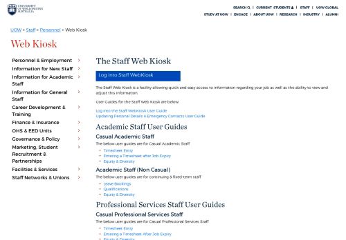 
                            8. Web Kiosk - Staff at UOW @ UOW