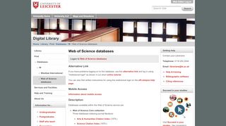 
                            8. Web of Science databases — University of Leicester