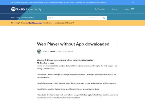
                            3. Web Player without App downloaded - The Spotify Community