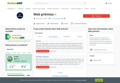 
                            8. Web prêmios - Reclame Aqui