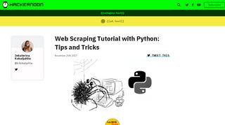 
                            4. Web Scraping Tutorial with Python: Tips and Tricks – Hacker Noon