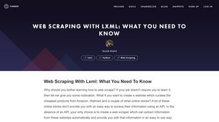 
                            7. Web Scraping with lxml: What you need to know - Timber.io