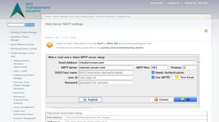 
                            11. Web Server SMTP settings | Arts Management Systems
