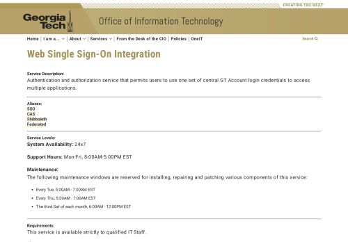 
                            11. Web Single Sign-On Integration | GT Office of Information Technology