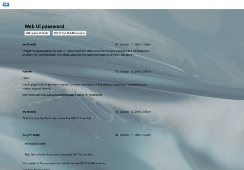 
                            3. Web UI password - WD TV Live Hub Discussions - WD Community