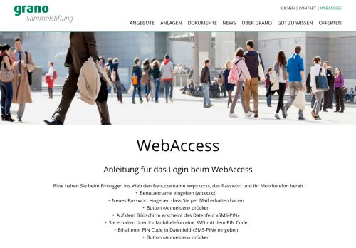 
                            5. Webaccess | Sammelstiftung Grano