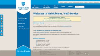 
                            5. WebAdvisor (Self-Service) Login | Philadelphia | Holy Family University