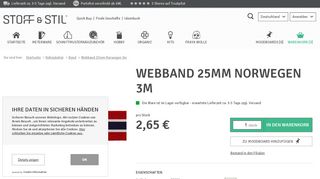 
                            11. Webband 25mm Norwegen 3m - STOFF & STIL