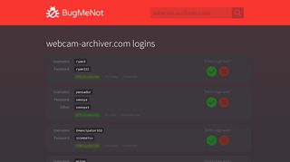 
                            2. webcam-archiver.com logins - BugMeNot