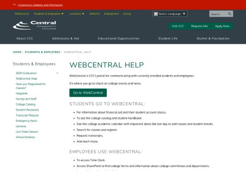 
                            10. WebCentral Help | Central Community College