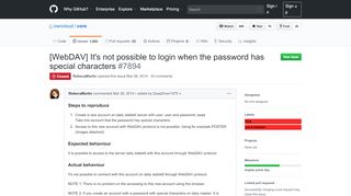 
                            6. [WebDAV] It's not possible to login when the password has special ...