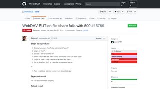 
                            5. WebDAV PUT on file share fails with 500 · Issue #15786 · owncloud ...