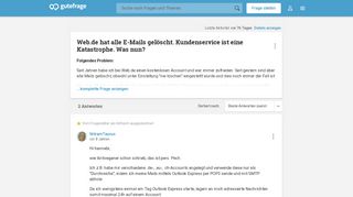 
                            10. Web.de hat alle E-Mails gelöscht. Kundenservice ist eine ...