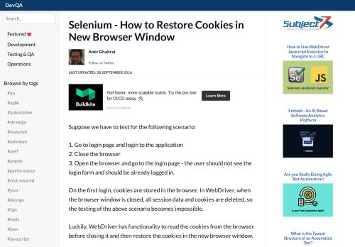 
                            6. WebDriver - How to Restore Cookies in New Browser Window ...