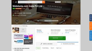 
                            9. Webdunia.com India Pvt Ltd, Indiranagar - Internet Website ... - Justdial