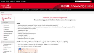 
                            6. WebEx Troubleshooting Guide - IT@UC Knowledge Base