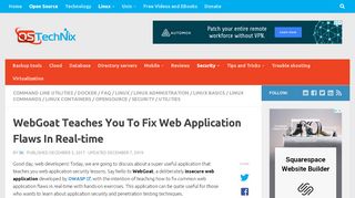 
                            11. WebGoat Teaches You To Fix Web Application Flaws In Real-time