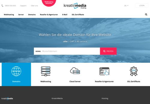 
                            8. Webhosting Anbieter: Hosting, Server, Domains - kreativmedia.ch