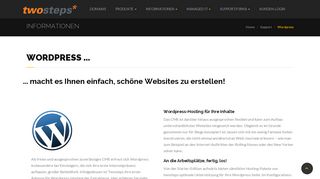 
                            9. Webhosting Wordpress bei der twosteps GmbH - Twosteps.net