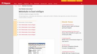 
                            8. Webinhalte in Excel einfügen - PC Magazin