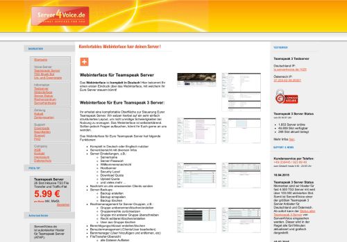 
                            9. Webinterface für Teamspeak Server - Server4Voice