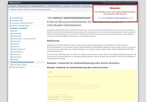 
                            2. Weblication CMS Onlinedokumentation - Externe Benutzerschnittstelle ...