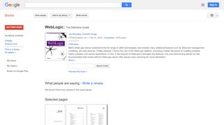 
                            13. WebLogic: The Definitive Guide  - Google بکس کا نتیجہ