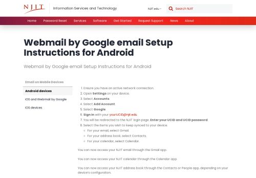 
                            6. Webmail by Google email Setup Instructions for Android | Information ...