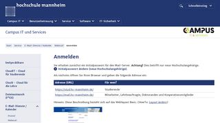 
                            3. Webmail - (CIT) - Hochschule Mannheim