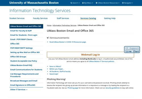 
                            9. Webmail for UMass Boston Students, Faculty, and Staff