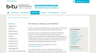 
                            4. Webmail-Hilfe : Rechenzentrum Cottbus - BTU Cottbus-Senftenberg